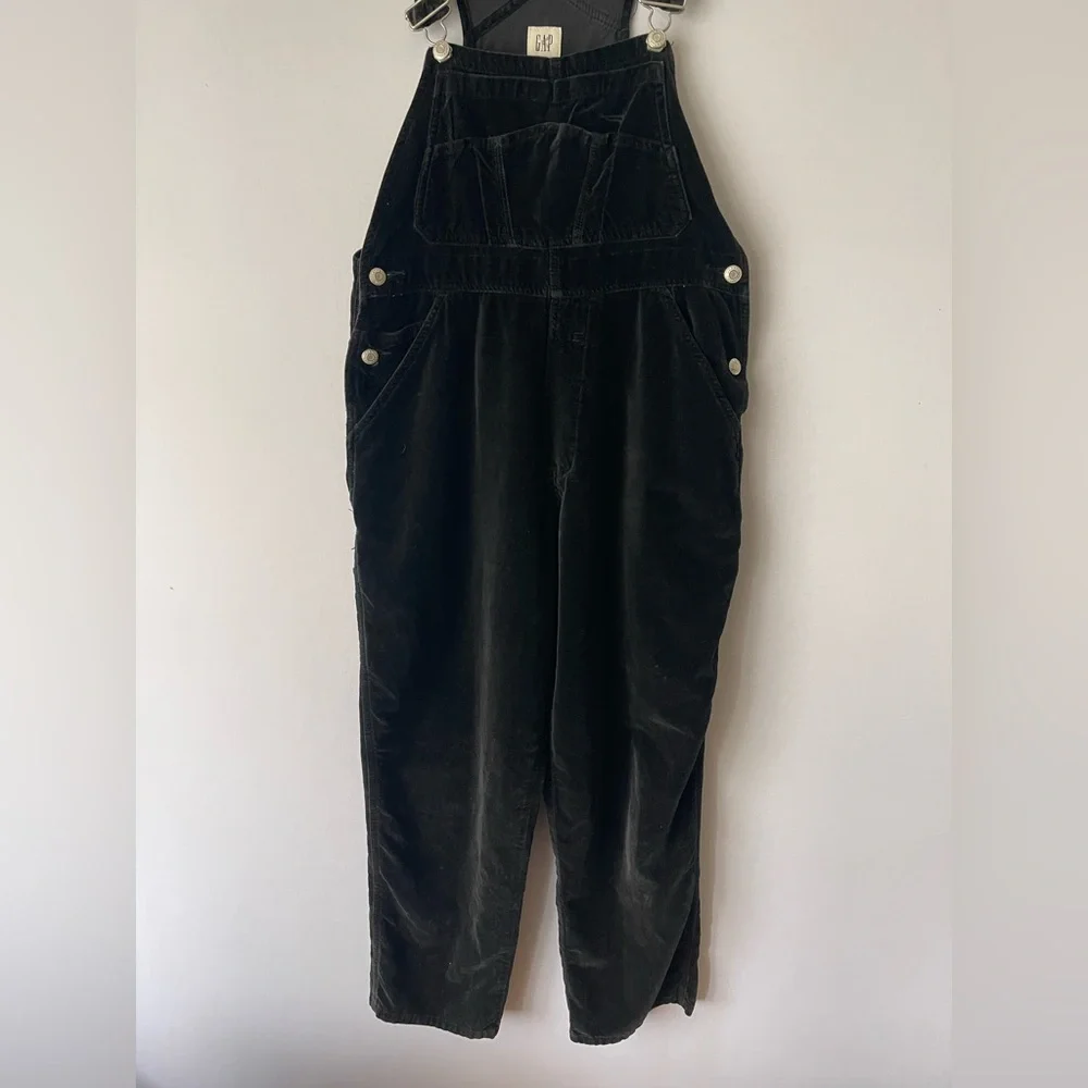 Vintage Gap‎ Kids Cotton Velvet Overalls Black XXL